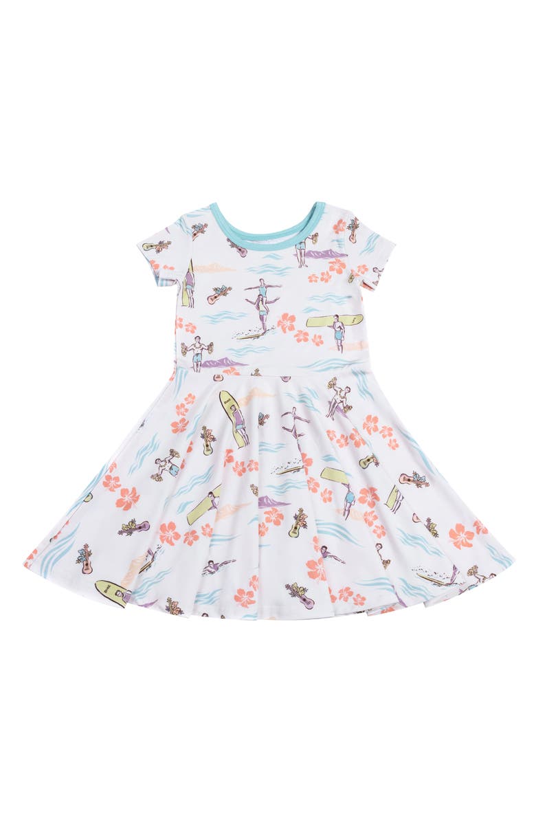 Coco Moon Surfer Duke Print T-Shirt Dress & Bloomers, Main, color, 