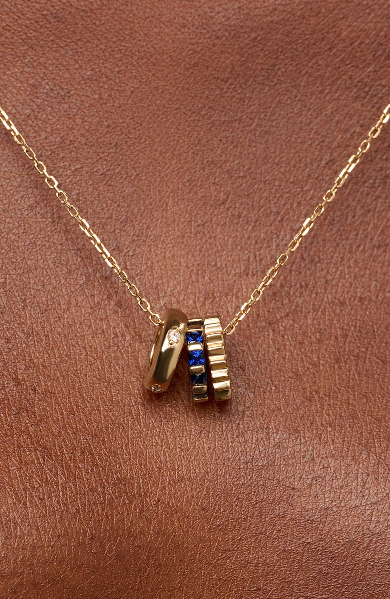 Ana Luisa Solid Yellow Gold - Blue Sapphire Zeno Charm Necklace, Alternate, color, 