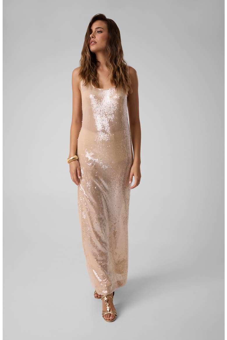 Sequin Maxi Dress, Alternate, color, LIGHT BEIGE