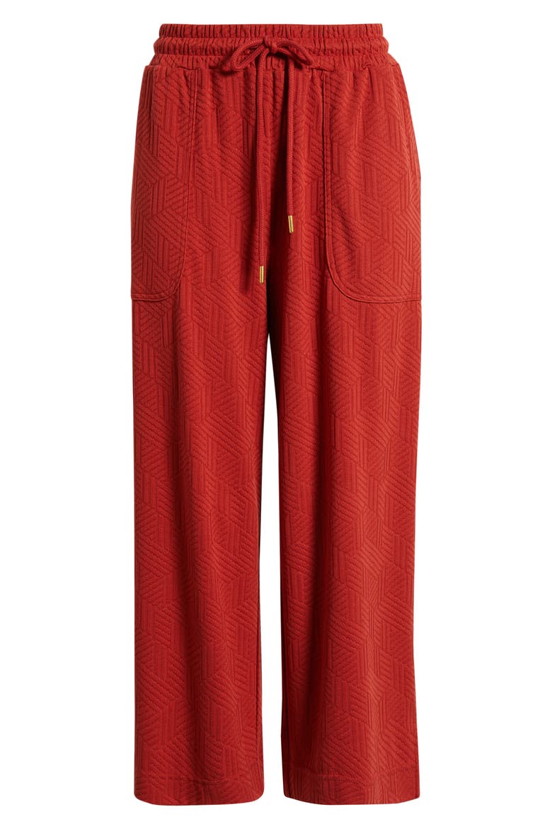 Crop Wide Leg Drawstring Pants, Alternate, color, BRICK