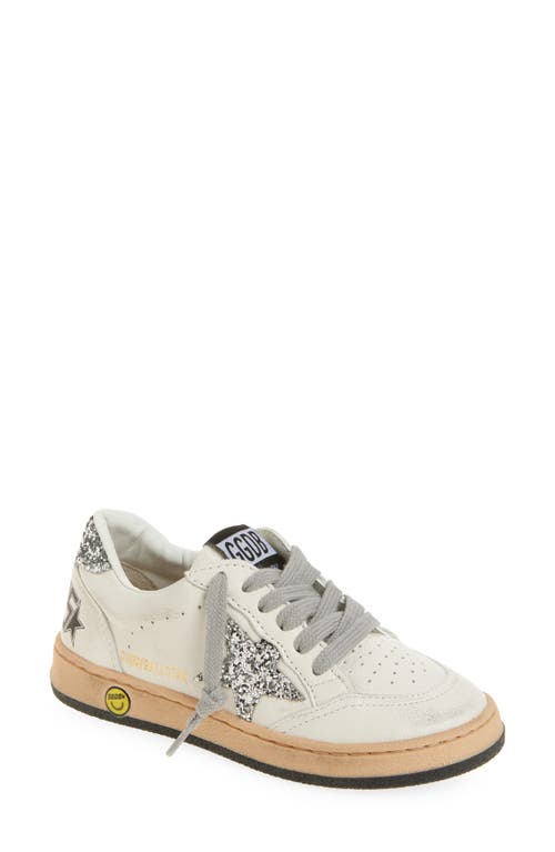 Golden Goose Ball Star Leather Sneakers In White/silver