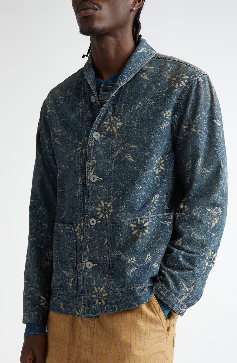 Double RL Indigo Print Woven Overshirt, Alternate, color, Rl-748 Indigo/ White Multi