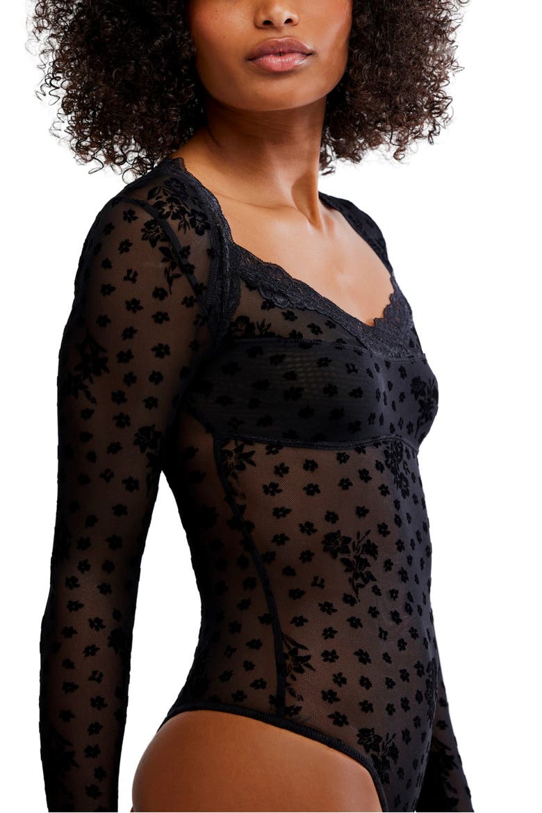 In the City Semisheer Bodysuit, Alternate, color, BLACK