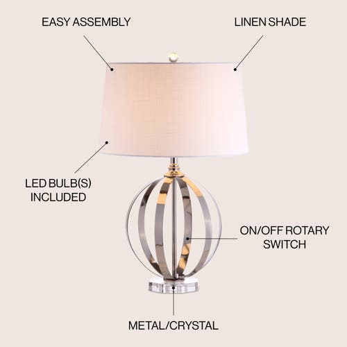 Jonathan Y Logan 26" Metal Orb Led Table Lamp In Polished Nickel/clear