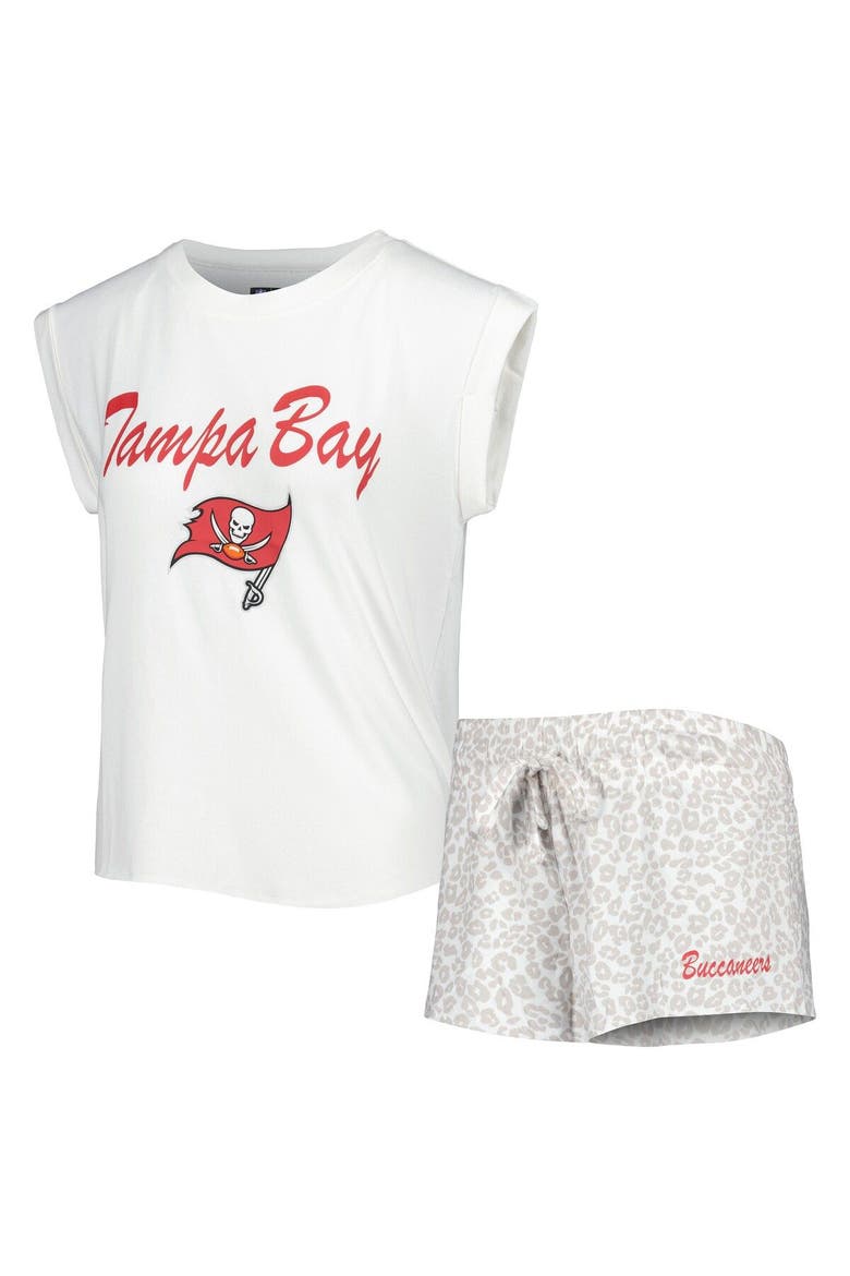 Women's Concepts Sport White/Cream Tampa Bay Buccaneers Montana Knit T-Shirt & Shorts Sleep Set, Main, color, White