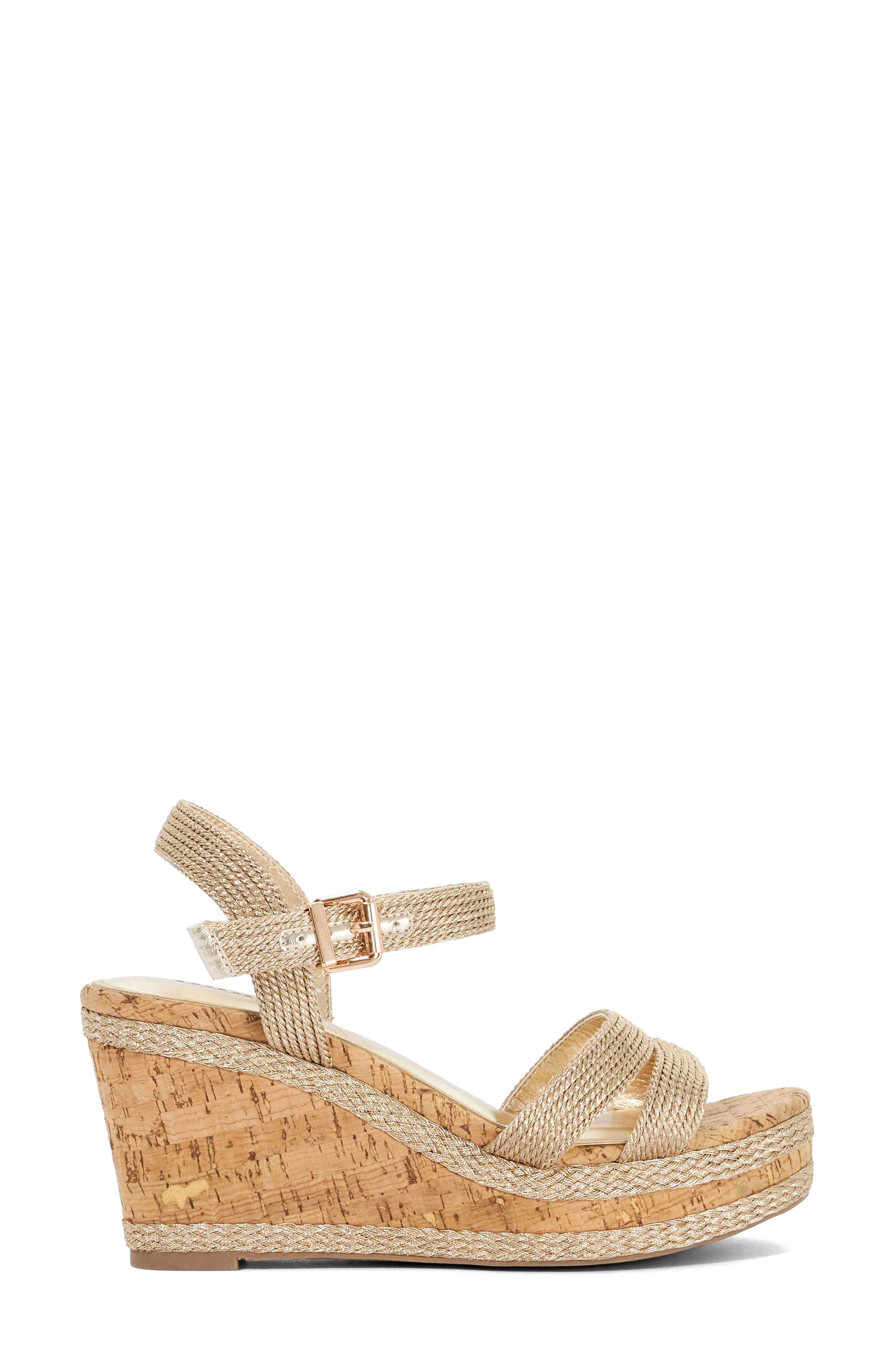 Dune London Kipling Platform Wedge Sandal, Alternate, color, Gold