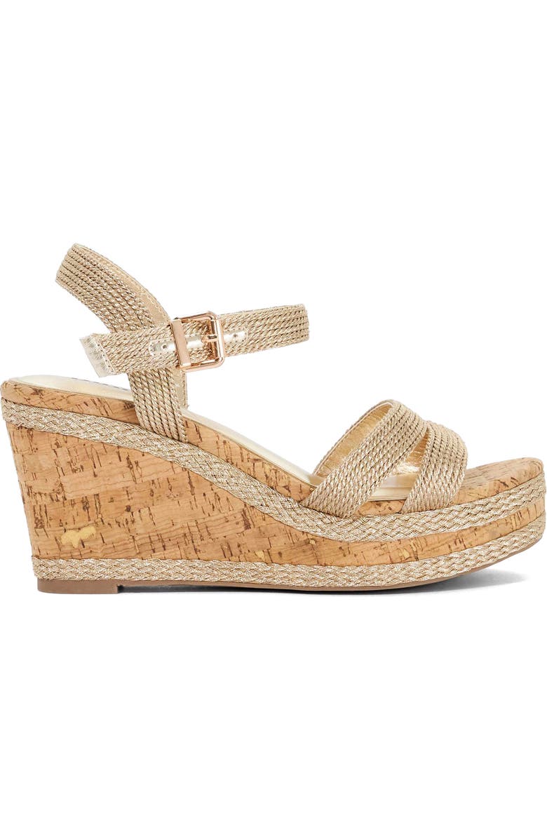 Dune London Kipling Platform Wedge Sandal, Alternate, color, Gold