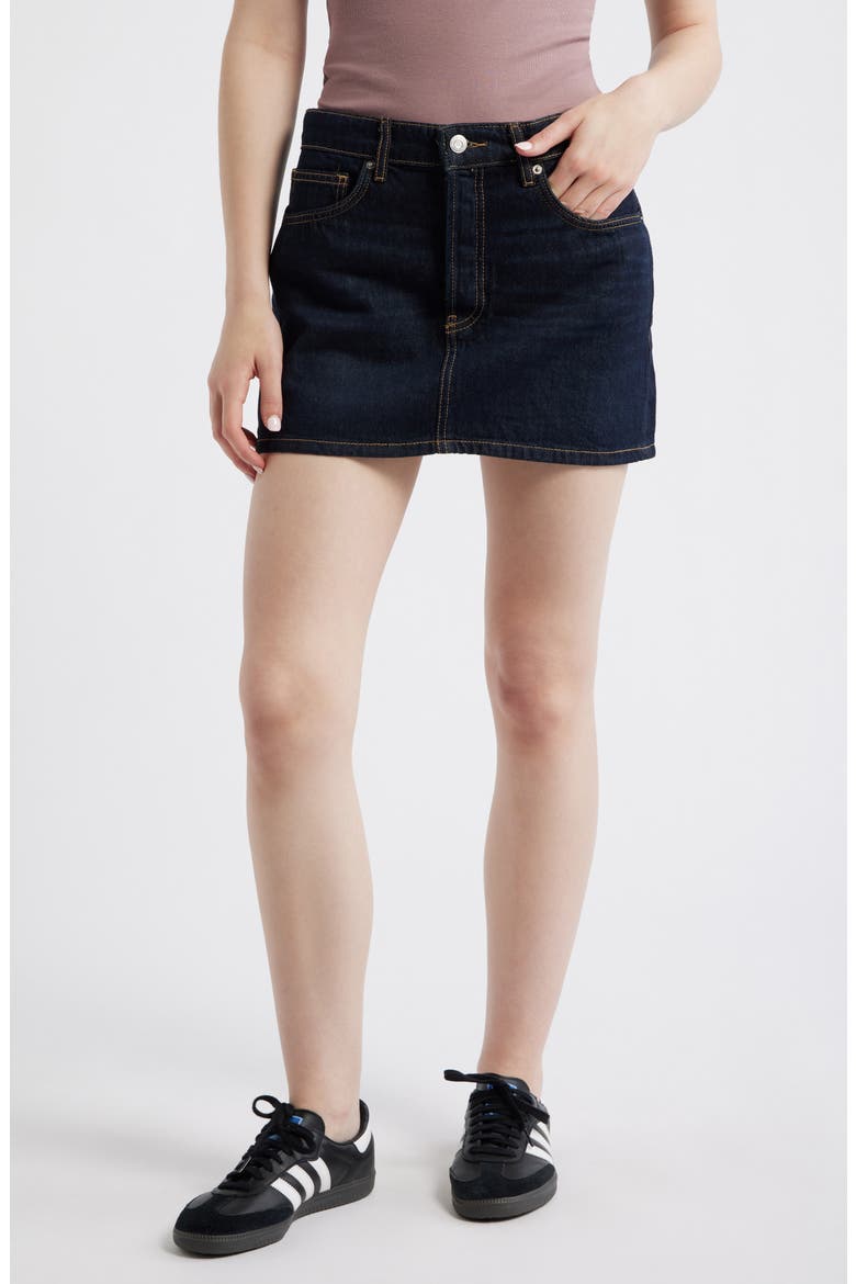 Madior Denim Miniskirt, Main, color, DARK BLUE
