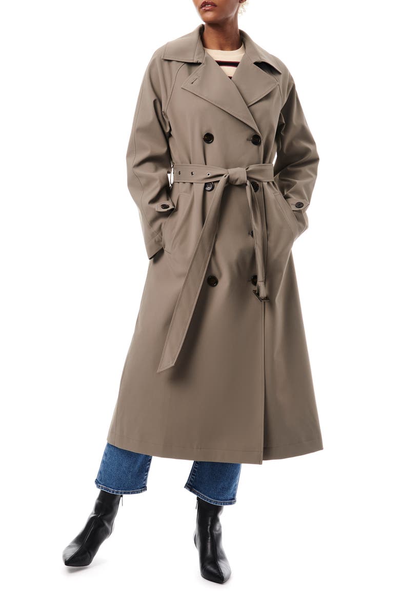 Double Breasted Trench Coat, Alternate, color, SMOKE