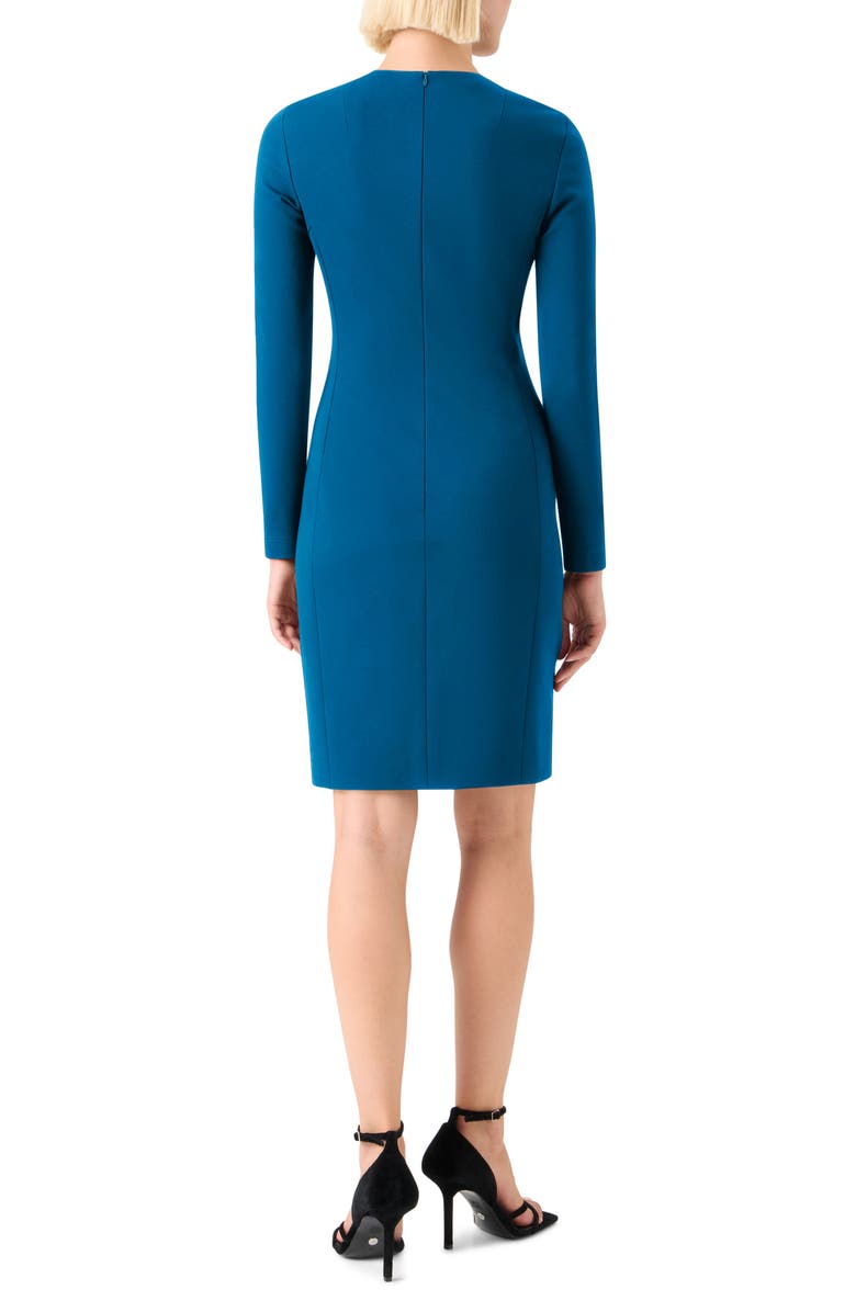 Akris punto Keyhole Long Sleeve Sheath Dress, Alternate, color, Teal