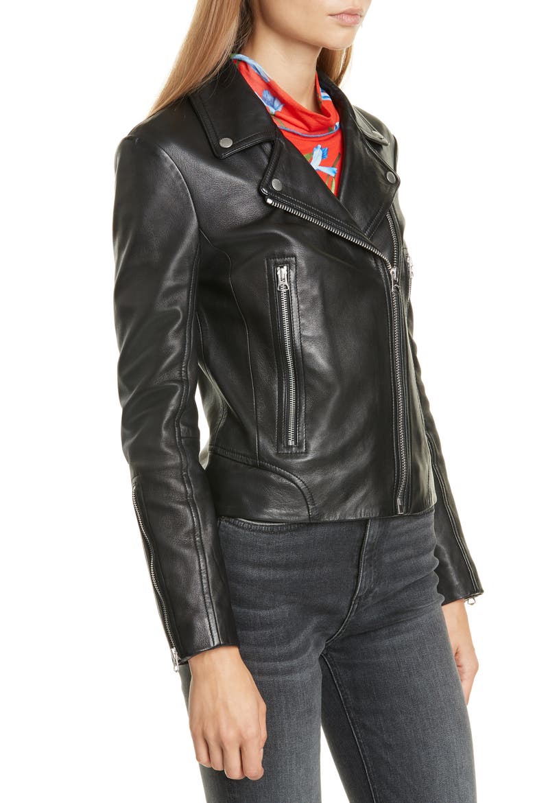 Mack Lambskin Leather Jacket, Alternate, color, BLK