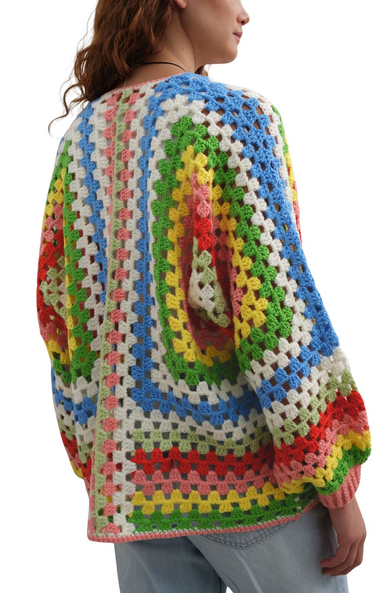 NEXT Batwing Crochet Cardigan, Alternate, color, Blue/ Pink Multicolor