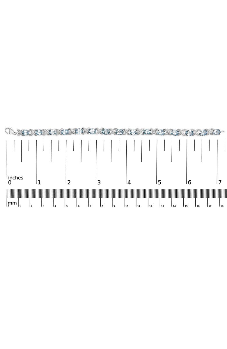 Haus of Brilliance Silver 16.0 Cttw Oval Blue Topaz and Diamond Accent Tennis X Link Bracelet, Alternate, color, White