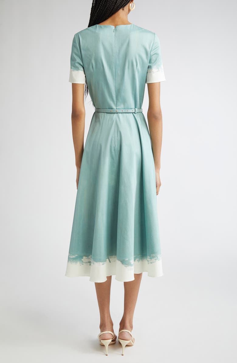 Oscar de la Renta Butterfly Belt Poplin Midi Dress, Alternate, color, Seaglass