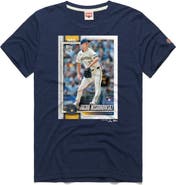 Homage Men's Homage Jacob Misiorowski Navy Milwaukee Brewers Topps Baseball Card Tri-Blend T-Shirt