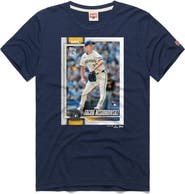 Homage Men's Homage Jacob Misiorowski Navy Milwaukee Brewers Topps Baseball Card Tri-Blend T-Shirt