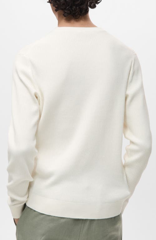 Mango Regular Fit Crewneck Rib Sweater In White