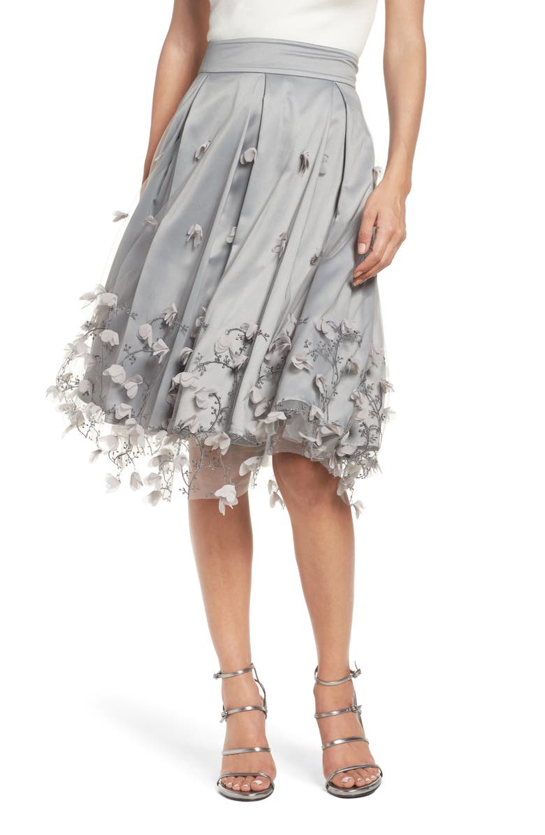 Eliza J Floral Appliqué Ball Skirt, Main, color,