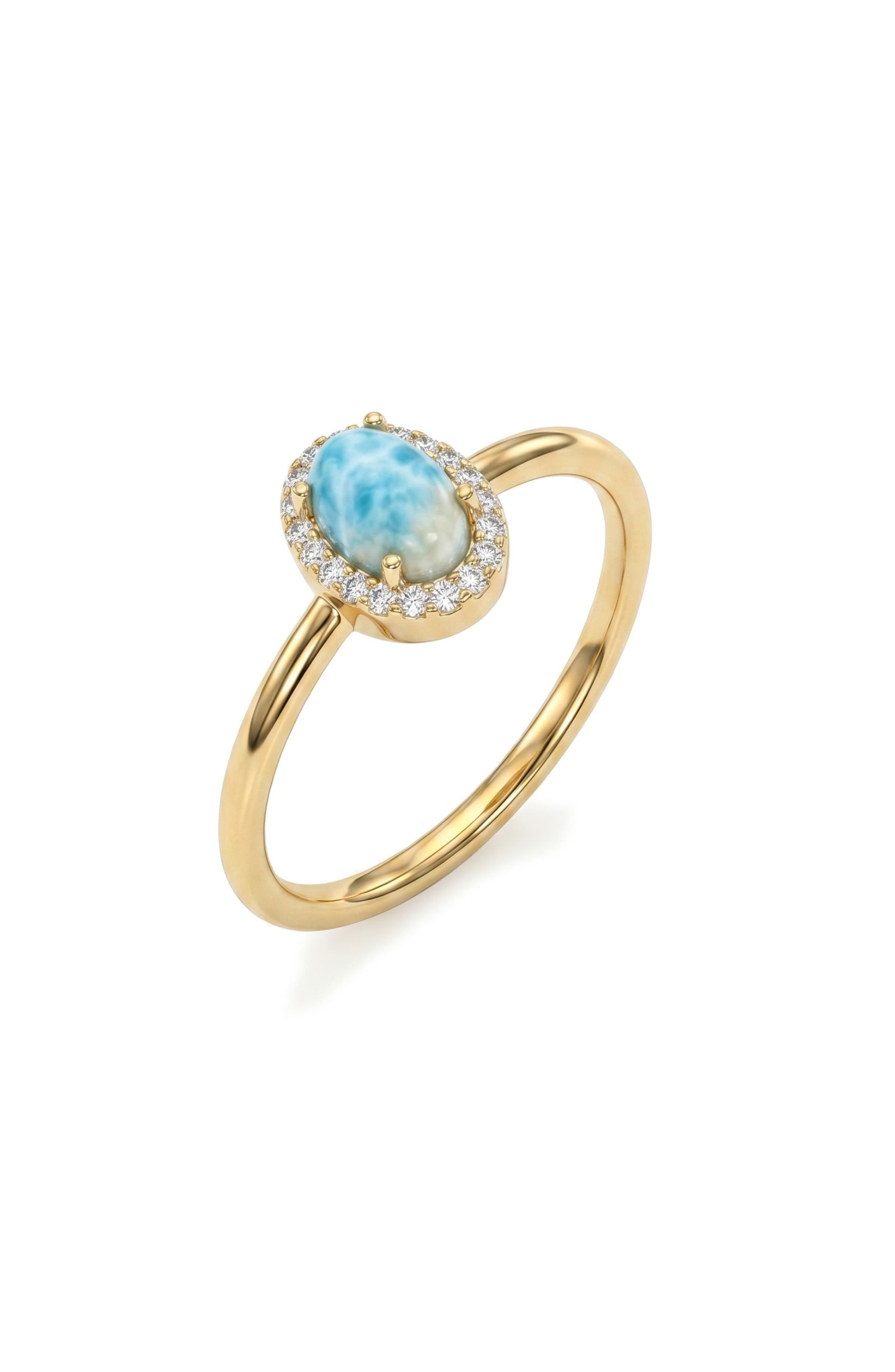 Oval Larimar Halo Ring