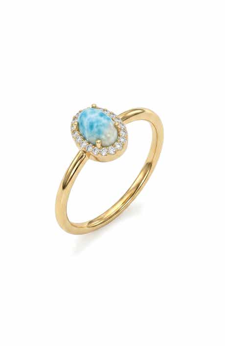 Oval Larimar Halo Ring