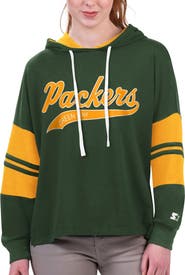 STARTER Women's Starter Green Green Bay Packers Bump And Run Long Sleeve Hoodie T-Shirt