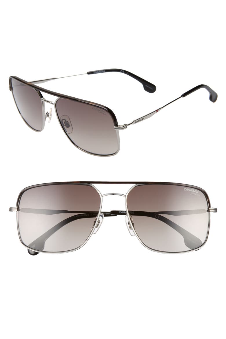 60mm Gradient Aviator Sunglasses, Main, color, RUTHENIUM