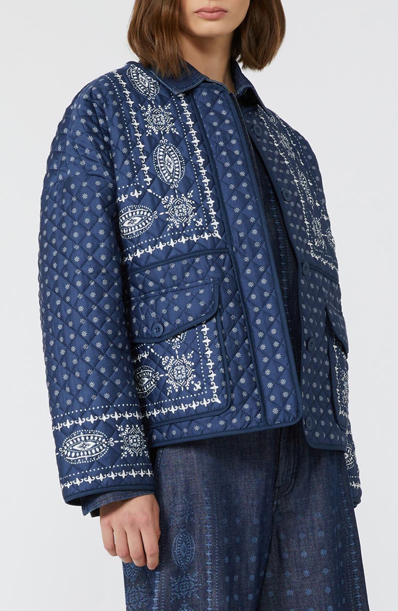 Weekend Max Mara Jader Bandana Print Quilted Cotton Jacket, Alternate, color, Navy