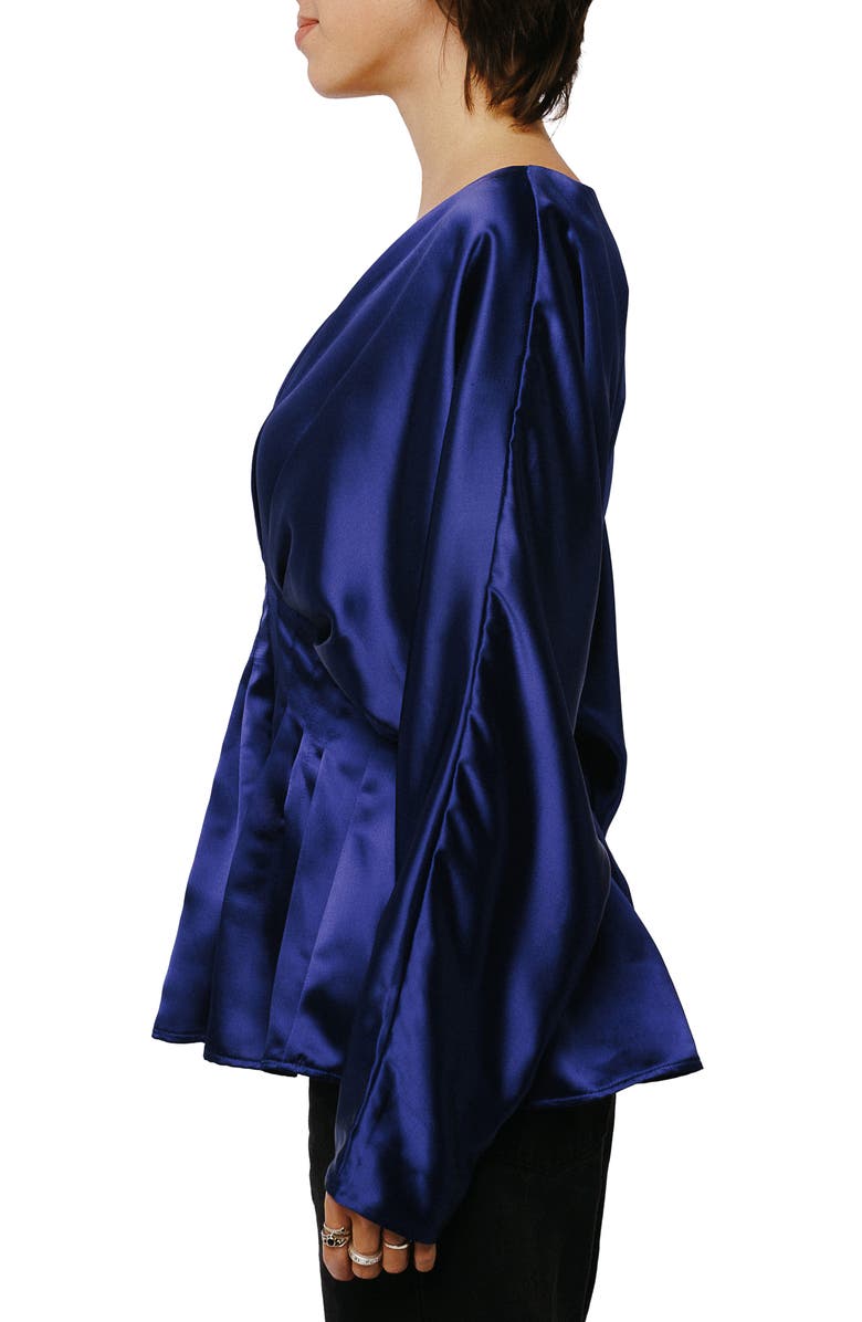 CIEBON Viera Satin Peplum Hem Blouse, Alternate, color, Cobalt