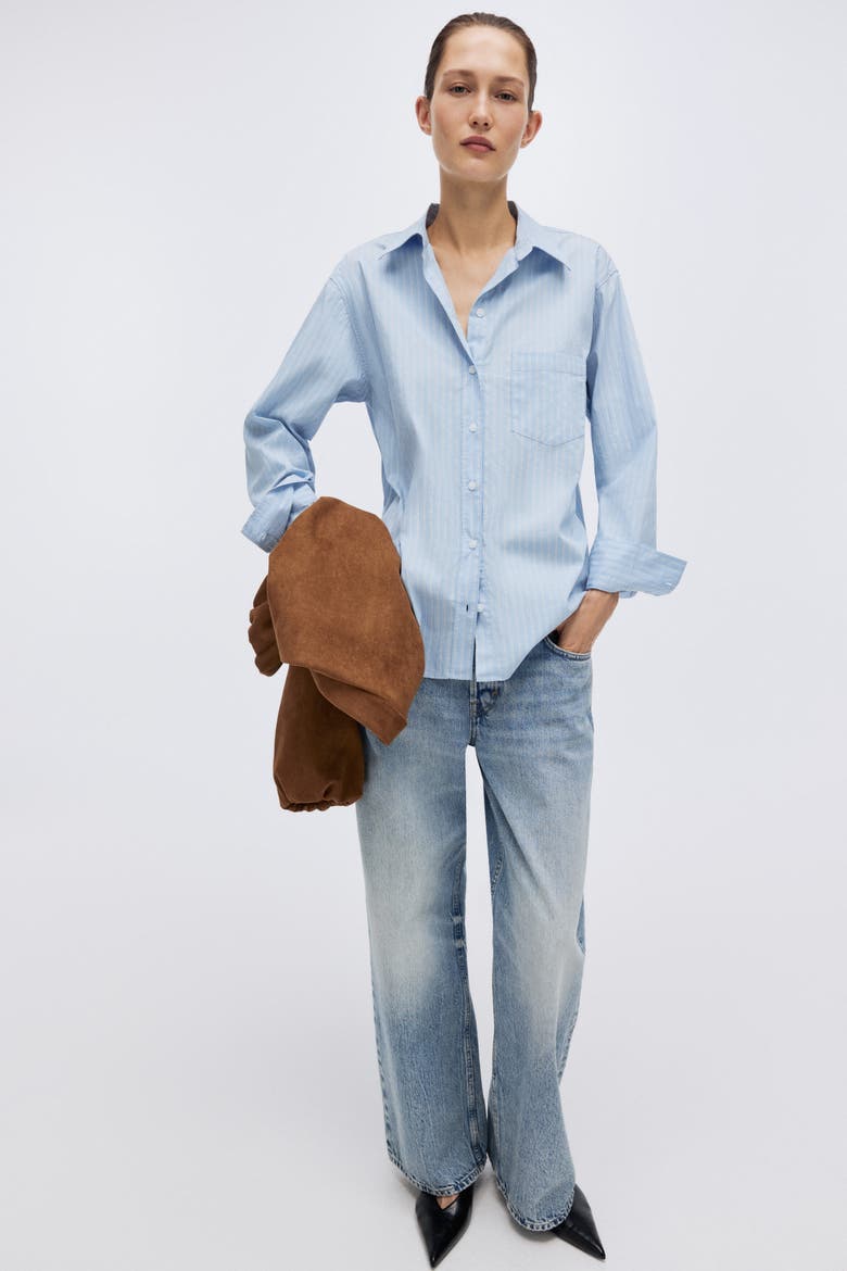 Oversized Shirt, Alternate, color, Light blue/striped