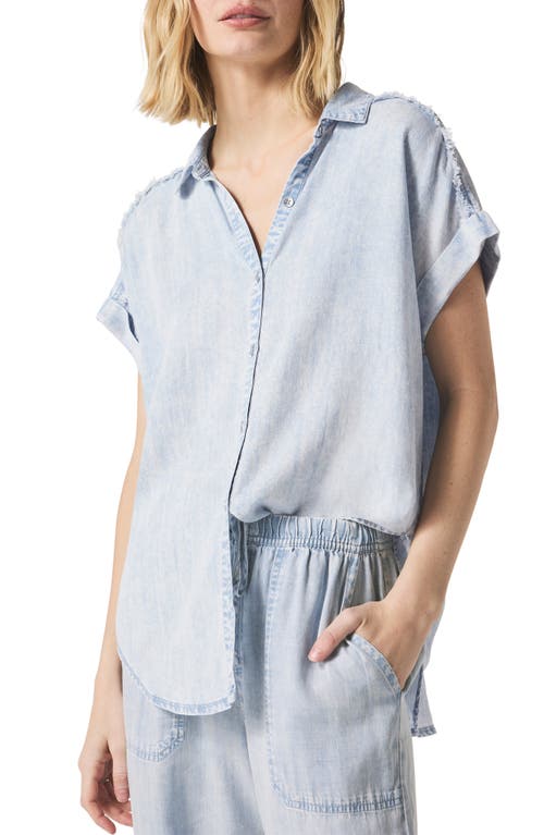 Splendid Kathryn Frayed Denim Shirt In Bleached Indigo