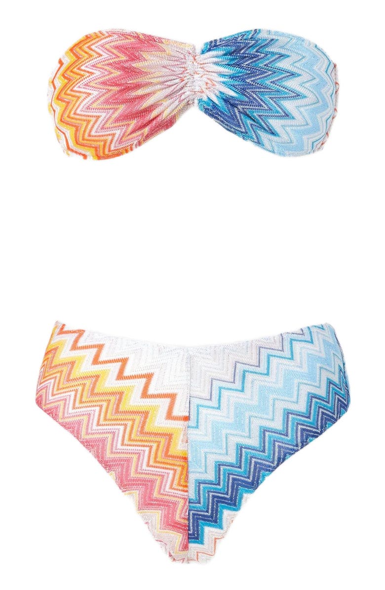 Missoni Bandeau Bikini In Zig Zag Lamé Viscose Blend, Alternate, color, Multicoloured