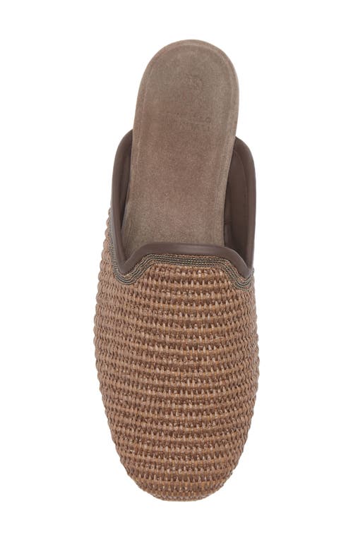 Brunello Cucinelli Raffia Monili Loafer Mules In C193 Dark Beige