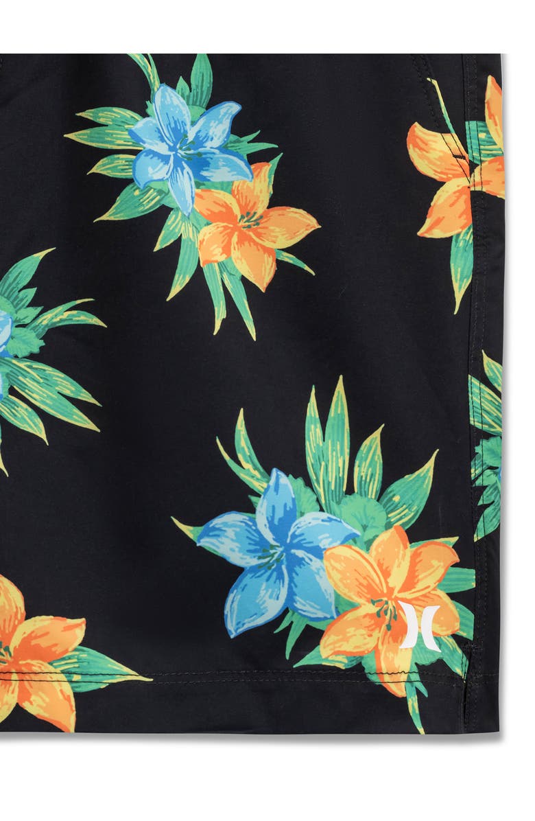Hurley Glow Floral Volley Swim Shorts, Alternate, color, Black