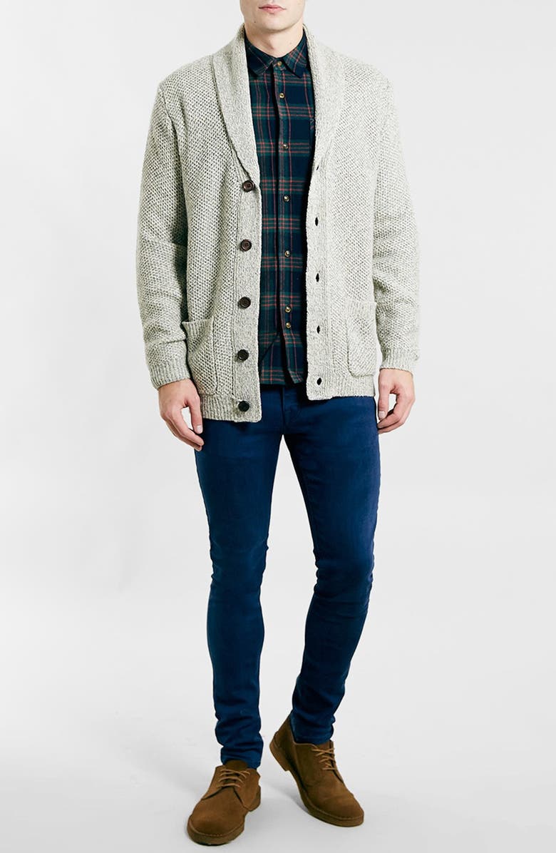Topman Shawl Collar Cardigan, Alternate, color, 