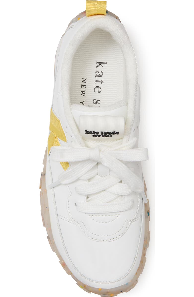 Kate Spade New York k as in kate leather sneaker, Alternate, color, True White/ Yuzu Jam