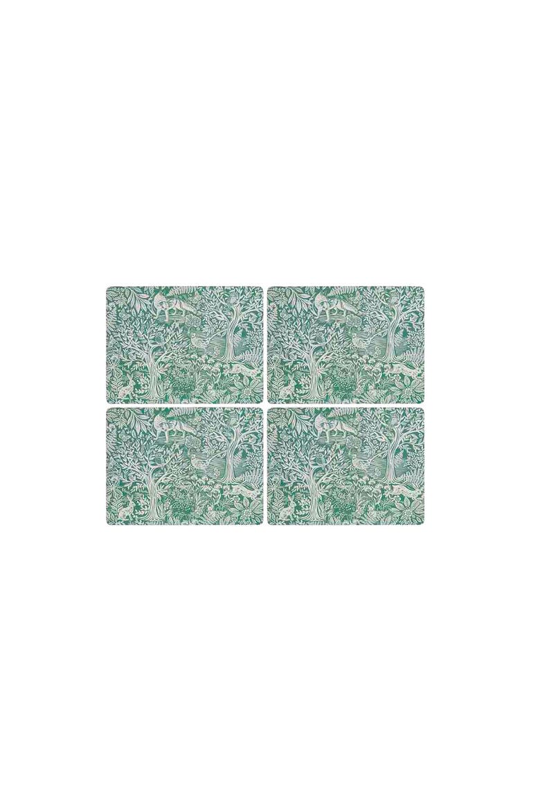 Tapestry Sage Set of 4 Cork Back Placemats, Main, color, Sage