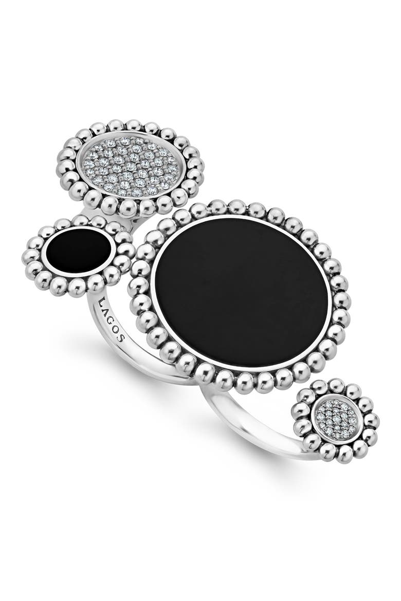 Maya Diamond Circle Statement Ring, Main, color, SILVER/ ONYX