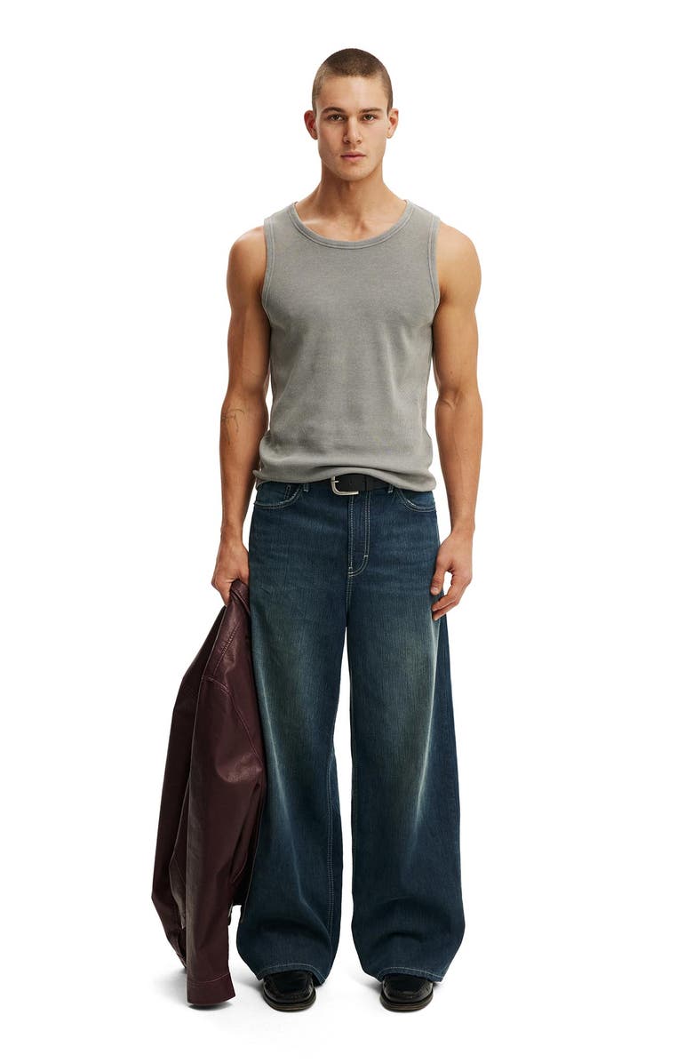 Cotton On Men's Rib Tank, Alternate, color, Slate Stone Wash