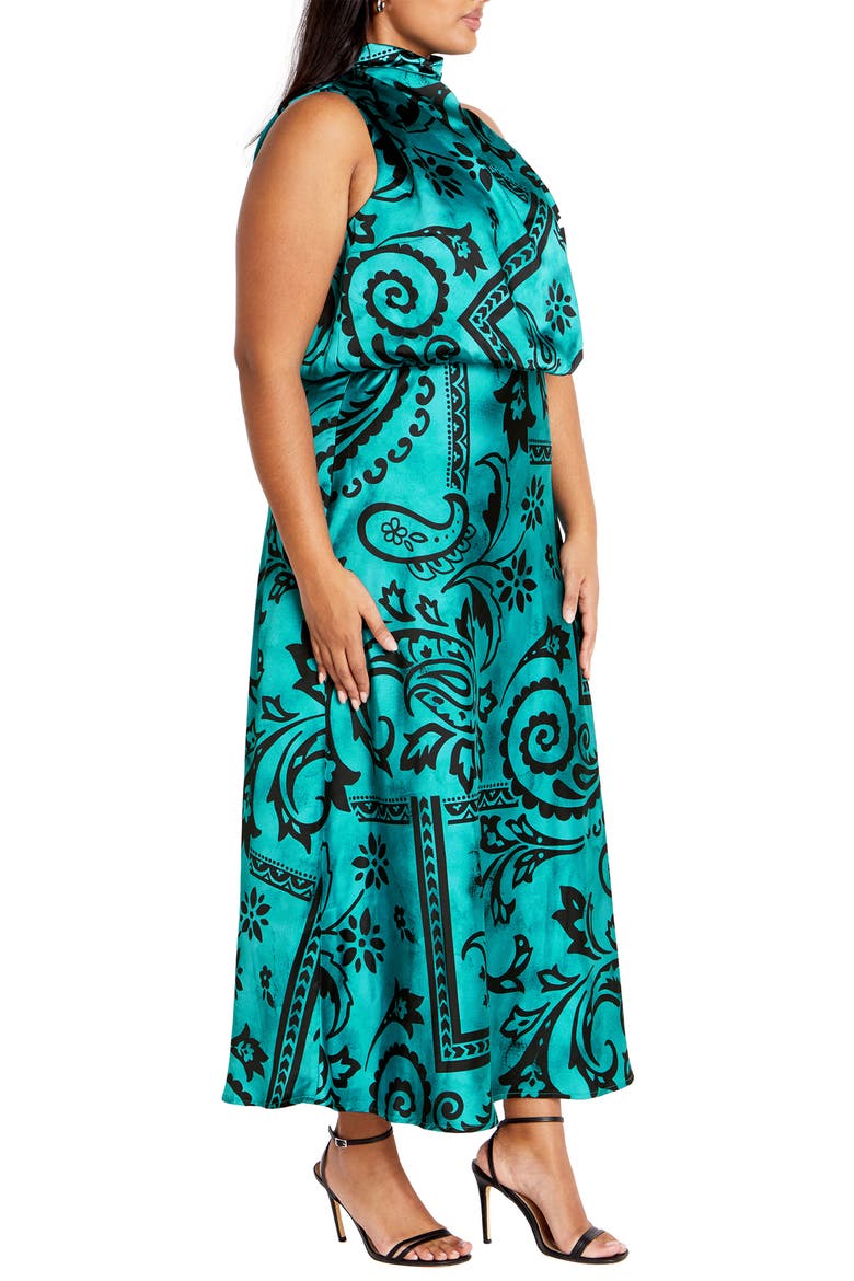 Elaine Print Sleeveless Maxi Dress, Alternate, color, TURQUOISE/ BLACK PAISLEY