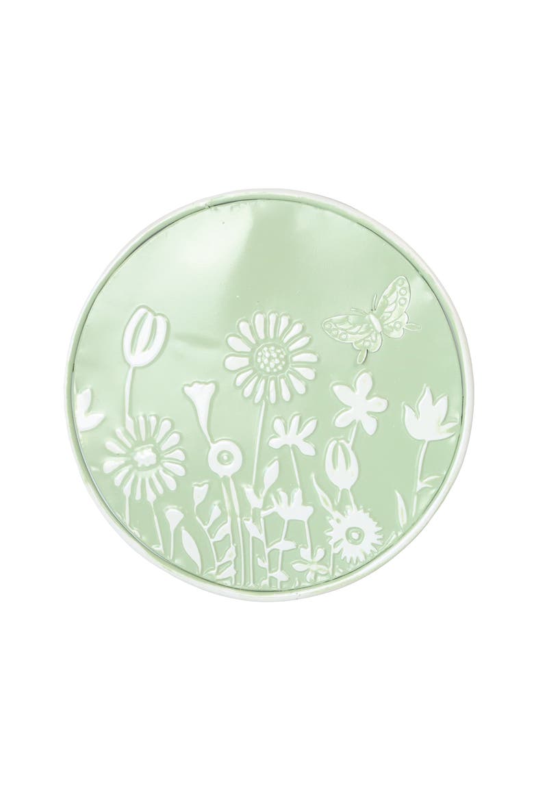 Embossed Floral Wall Decor Round Green, Main, color, Green
