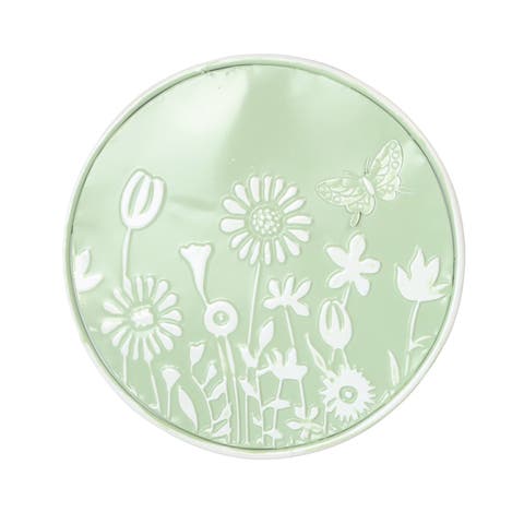 Embossed Floral Wall Decor Round Green