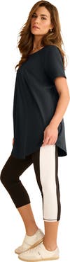 Roaman's Plus Size Soft Sculpt Colorblock Pull On Capri Leggings