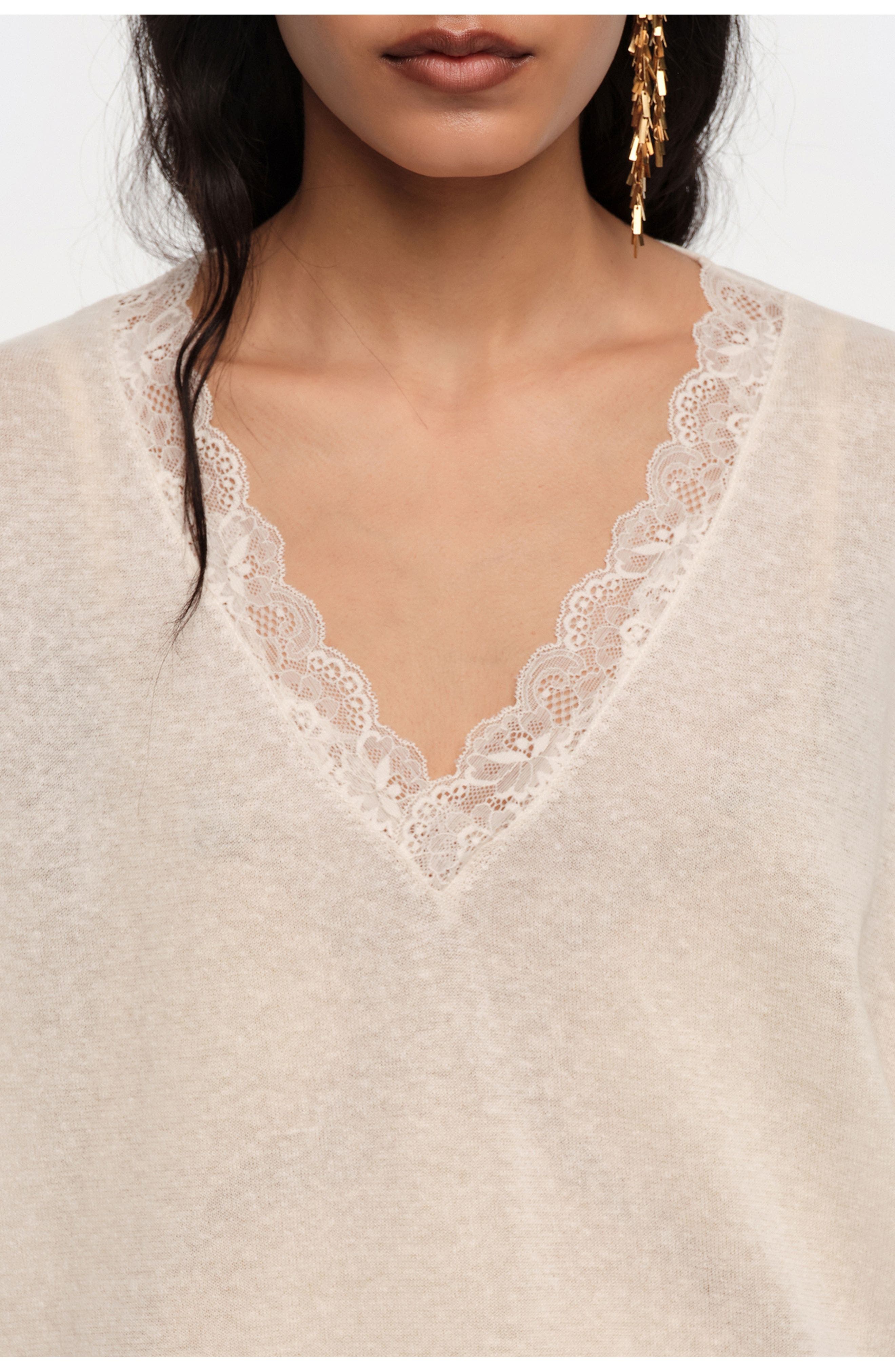 Long Linen Cotton Lace Sweater - image 2