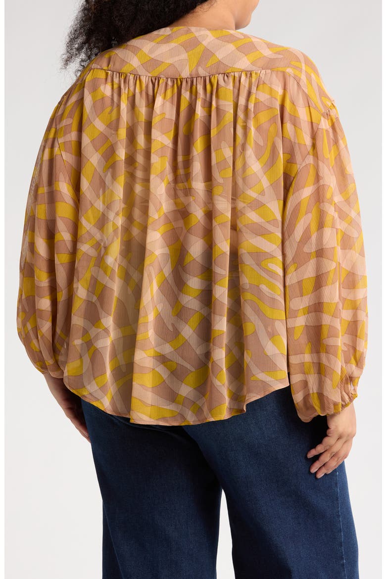 Long Sleeve Semisheer Top, Alternate, color, MUSTARD
