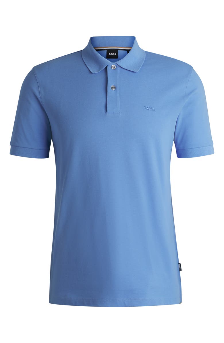 BOSS Pallas Cotton Polo, Alternate, color, Bright Blue