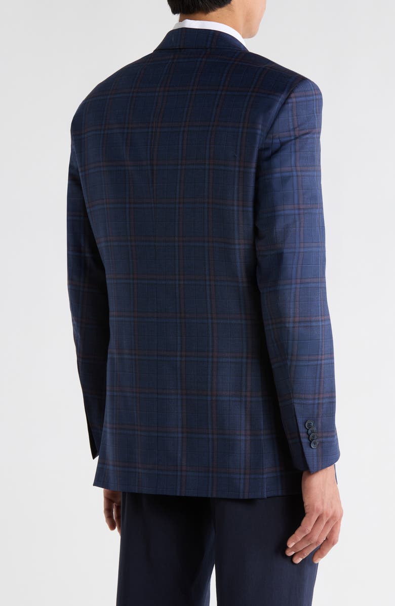 Peter Millar Navy Plaid Notch Lapel Wool Sport Coat, Alternate, color, Navy