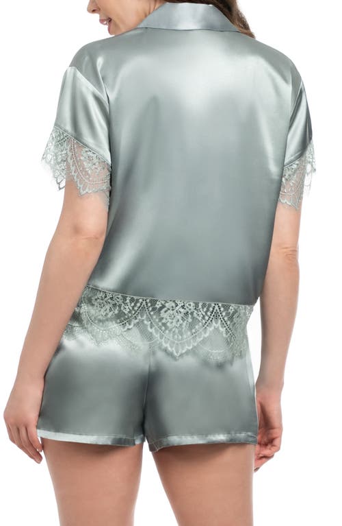 In Bloom By Jonquil Joanna Lace Trim Satin Short Pajamas In Gray