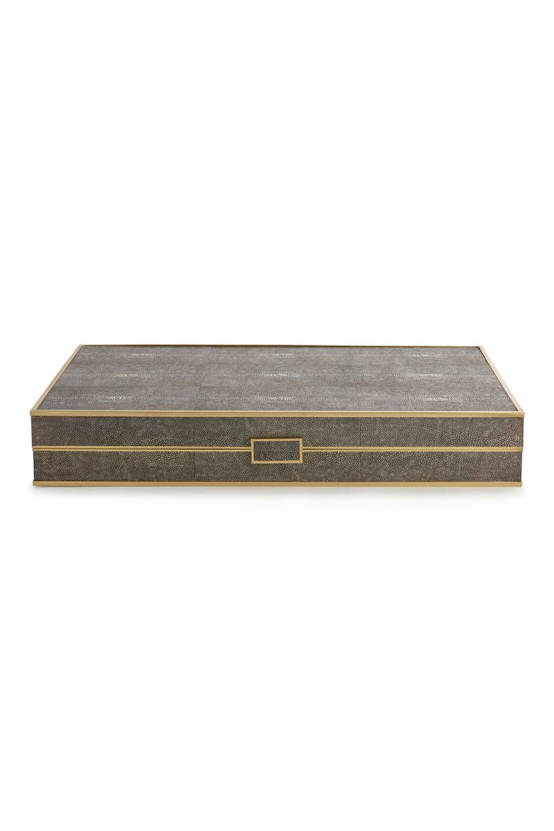 Faux Shagreen Backgammon Board, Alternate, color, CHOCOLATE