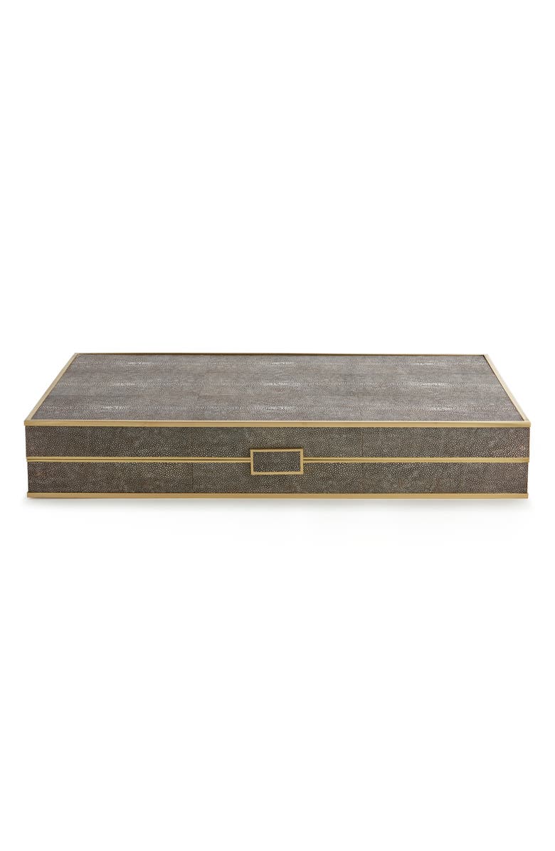 Aerin Faux Shagreen Backgammon Board, Alternate, color, Chocolate