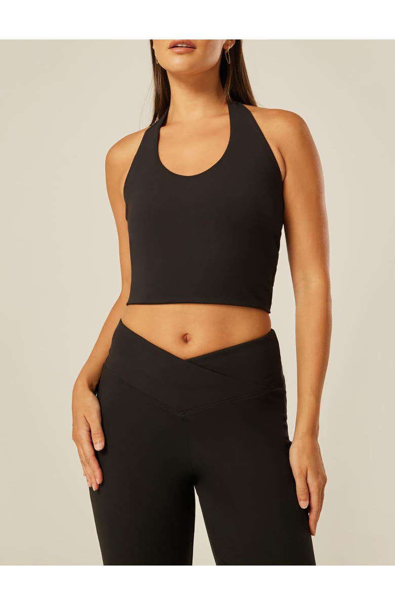 Be Athletica Core Halter-Neck Cropped Vest, Alternate, color, Black